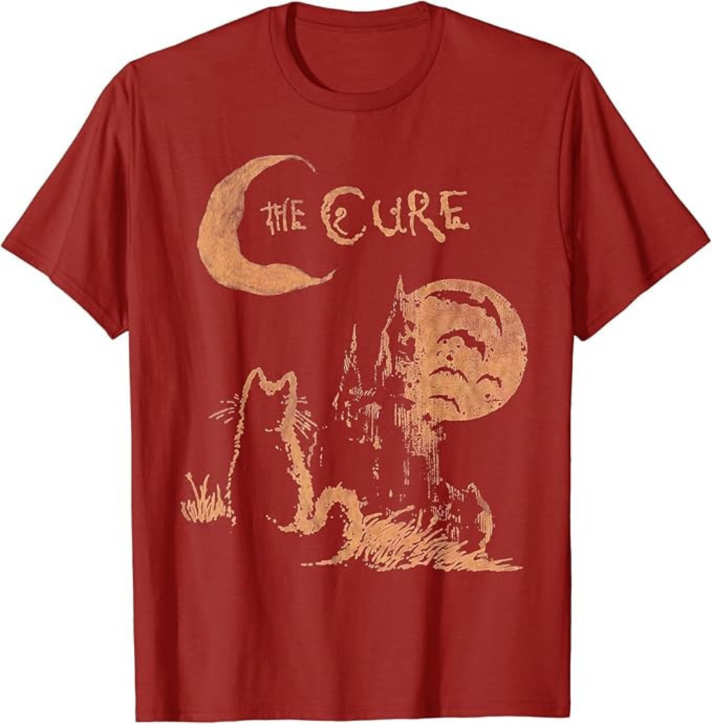 T Shirt The Cure Cat Moon Red